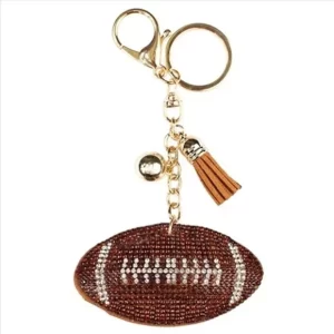 Product Image and Link for Bling Rhinestone Football Puffy Tassel Key Chain Purse Charm