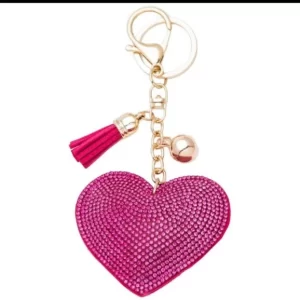 Product Image and Link for Bling Rhinestone Pink Heart Puffy Tassel Purse Charm Key Charm