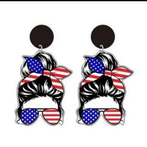 Product Image and Link for Patriotic Bella with Bandana and Flag Sunglasses Earrings