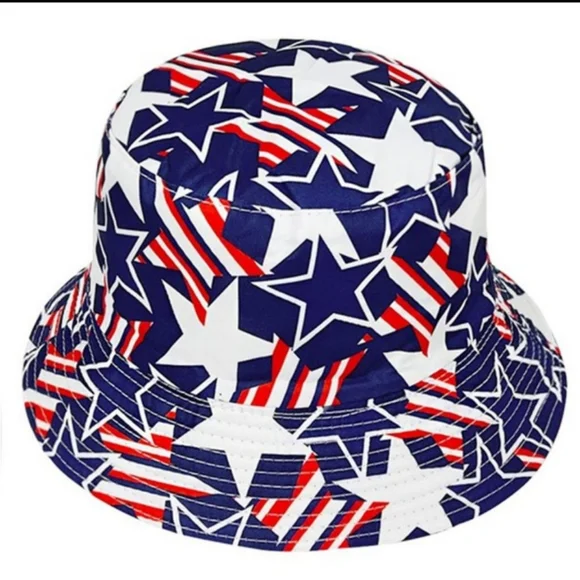Product Image and Link for Stars and Stripes Americana Flag Bucket Hats Navy
