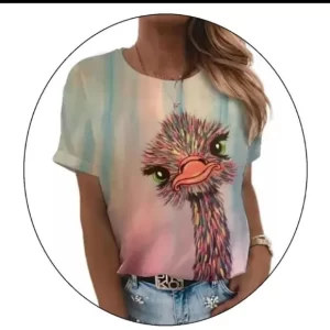 Product Image and Link for Women’s Ostrich on Pastel T shirt Size Large