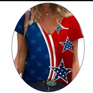 Product Image and Link for Contemporary Stars and Stripes V-Neck T-Shirt Medium