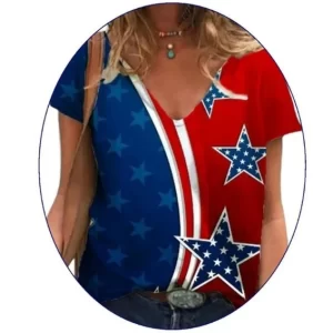 Product Image and Link for Contemporary Stars and Stripes V-Neck T-Shirt Medium