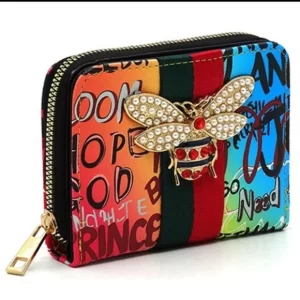 Product Image and Link for Pearl Queen Bee Graffiti Zip Around Bi-fold Wallet – Royal