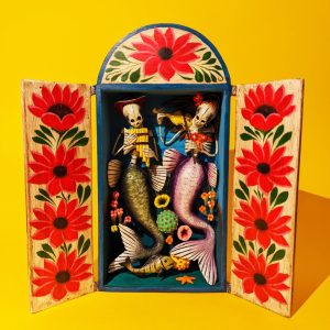 Product Image and Link for Skeleton Musician Retablo