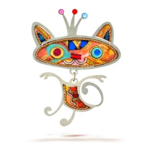 Product Image and Link for Playful Kitty Cat Pin with a Crown