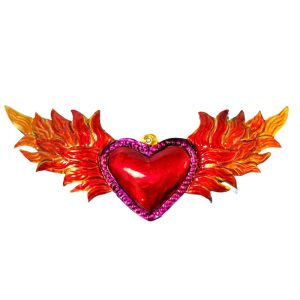 Product Image and Link for Winged Heart Painted Tin Ornament