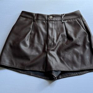 Product Image and Link for Women’s Charlotte Russe Brown Pleated Leather Shorts (Size S) – Item 3100