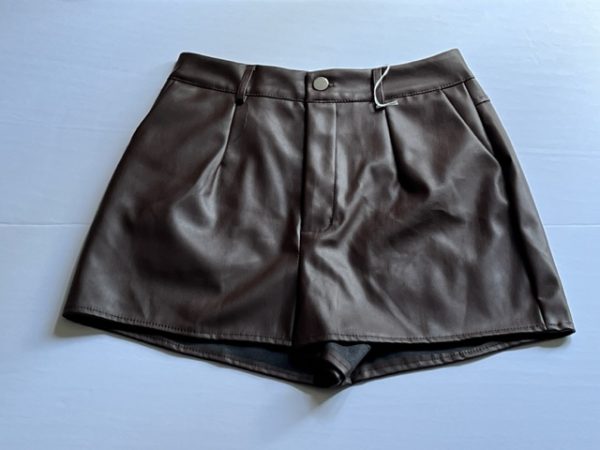 Product Image and Link for Women’s Charlotte Russe Brown Pleated Leather Shorts (Size S) – Item 3100