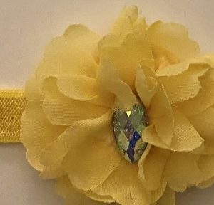 Product Image and Link for Infant/Toddler Soft Elastic Sunshine Yellow Flower with Prizm Jewel Headband