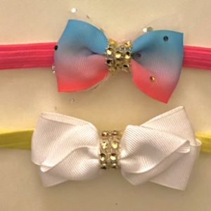 Product Image and Link for 2 Piece Assorted Color Stretchy Elastic Headband with Gold Rhinestone Center