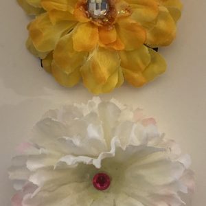 Product Image and Link for 2- Piece Colorful Flower Hair Combs with Rhinestone Center for Tween Girls