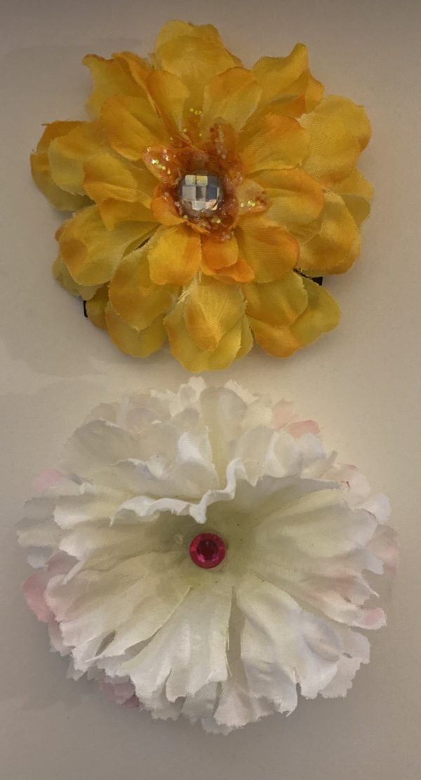 Product Image and Link for 2- Piece Colorful Flower Hair Combs with Rhinestone Center for Tween Girls