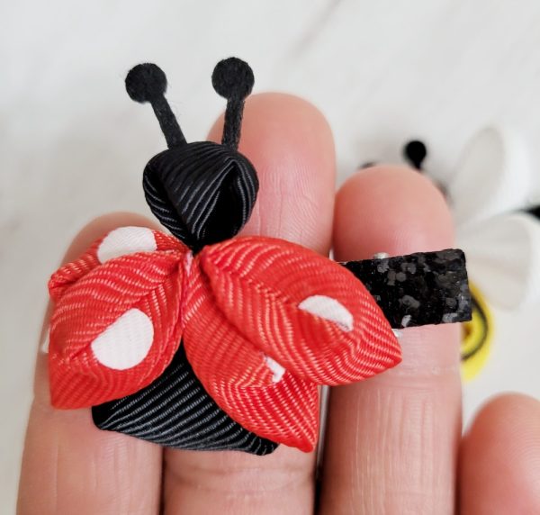 Product Image and Link for Ladybug hair bow clips