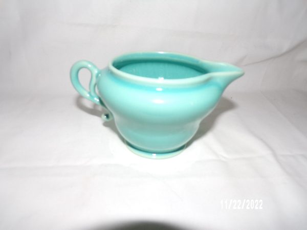 Product Image and Link for Vintage 1930’s Gladding McBean Creamer Turquoise Green Glaze HTF 2 3/4″