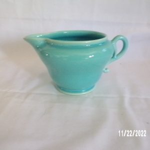 Product Image and Link for Vintage 1930’s Gladding McBean Creamer Turquoise Green Glaze HTF 2 3/4″