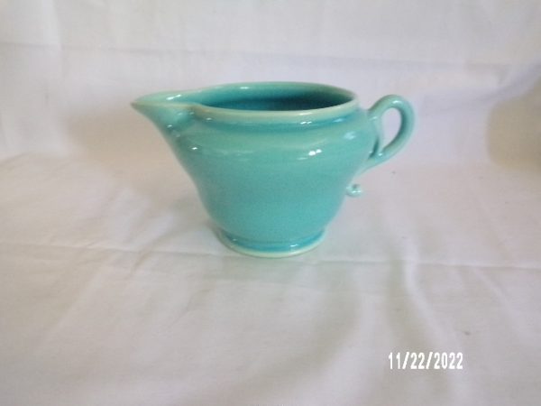 Product Image and Link for Vintage 1930’s Gladding McBean Creamer Turquoise Green Glaze HTF 2 3/4″