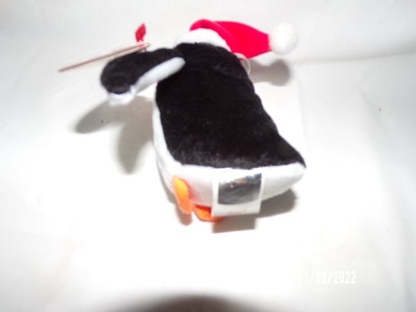 Product Image and Link for TY Jingle Beanies Baby 2002 ZERO Penguin with Red & White Santa Hat Ornament