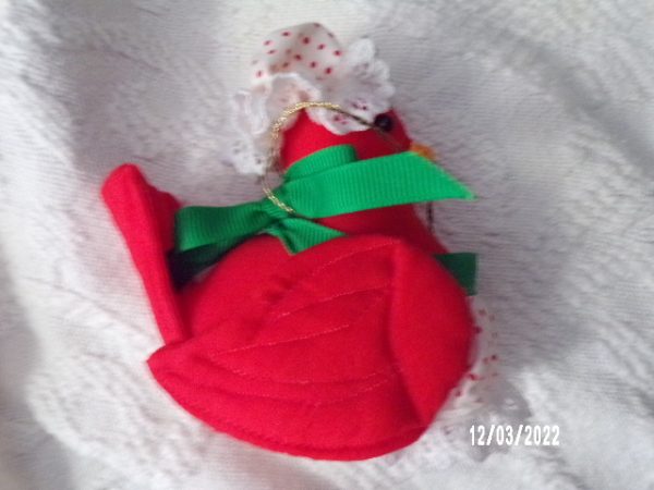 Product Image and Link for VINTAGE Gladys Boalt Mrs. Red CARDINAL BIRD Fabric Holiday Ornament Signed 1979
