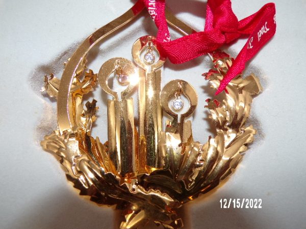 Product Image and Link for Georg Jensen Gold Plated Christmas Swarovski Crystals Ornament Boxed 1999