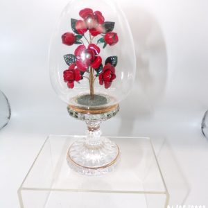 Product Image and Link for House Of Faberge Franklin Mint Ruby Red Flower Glass Etched Egg Austria ’91