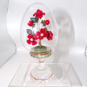 Product Image and Link for House Of Faberge Franklin Mint Ruby Red Flower Glass Etched Egg Austria ’90