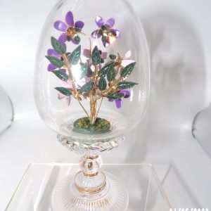 Product Image and Link for House Of Faberge Franklin Mint Purple Violet Flower Glass Etched Egg Austria 90