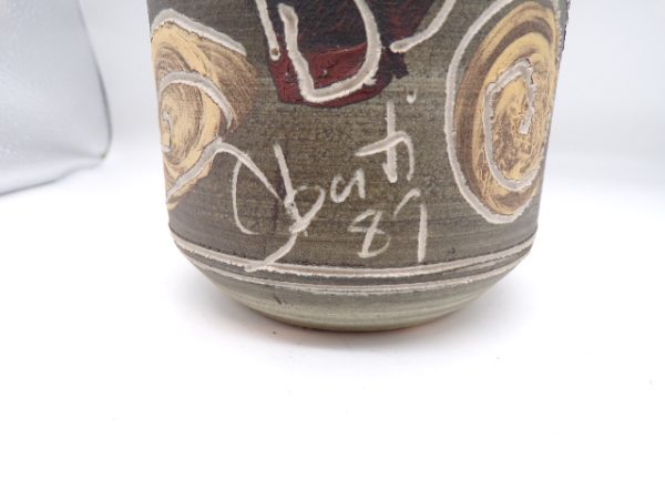 Product Image and Link for RARE Abstract DANIEL OBERTI Art Pottery Vase Signed & Dated 10 1/2″ EUC 1987