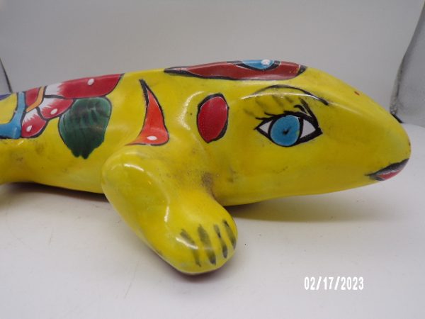 Product Image and Link for Talavera Mexican Clay Lizard Gecko Figurine Reptile Garden Art 11.75″ HP Signed