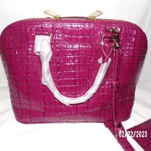 Product Image and Link for Brahmin Duxbury Satchel Wine Melbourne Croc Embossed Leather & Wallet HTF NWT