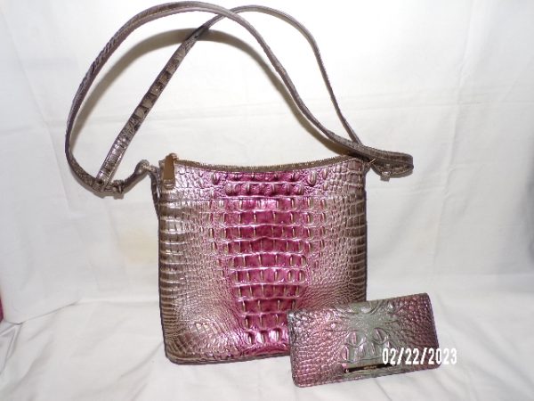 Product Image and Link for Brahmin Melbourne Croc Embossed Leather Cross Body Purse with Wallet HTF