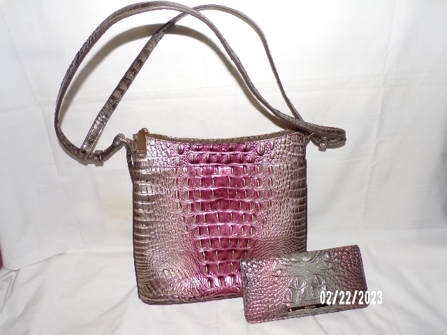 Brahmin Croc Embossed Satchel Purse