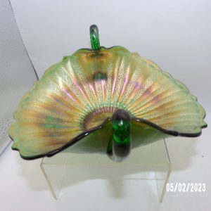 Product Image and Link for Vintage Fenton Stippled Rays Carnival Glass Bon Bon Dish