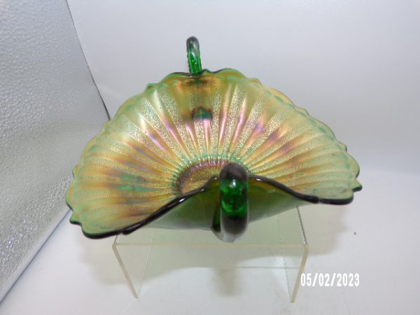 Product Image and Link for Vintage Fenton Stippled Rays Carnival Glass Bon Bon Dish