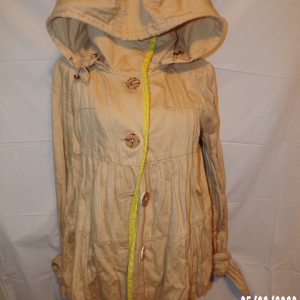 Product Image and Link for Hei Hei Anthropologie Beige Yellow Trim Tiered Utility Hooded Jacket S
