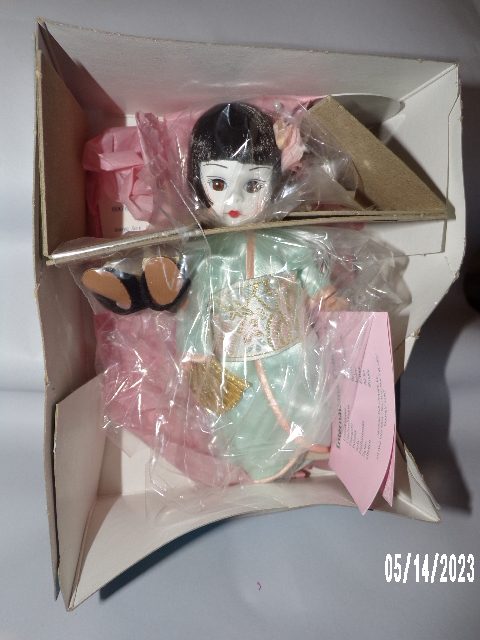 Product Image and Link for Vintage Madame Alexander International Doll #526 Japan DOLL in Box w/Tags 8″