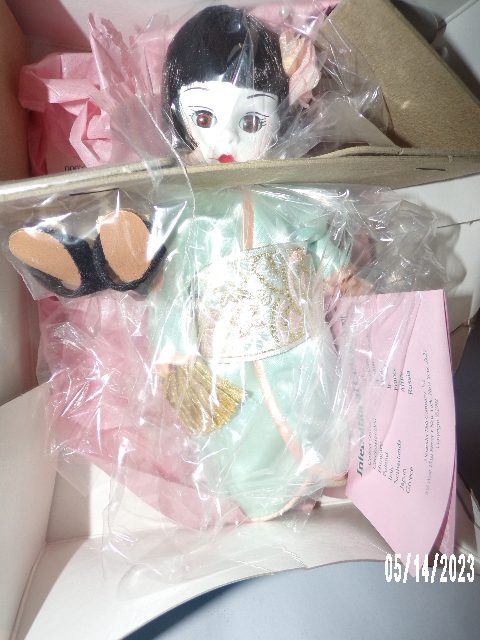 Product Image and Link for Vintage Madame Alexander International Doll #526 Japan DOLL in Box w/Tags 8″