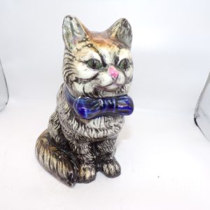 Product Image and Link for Vintage TABBY Black & Gray Ceramic CAT KITTY Planter Made in Japan 7″