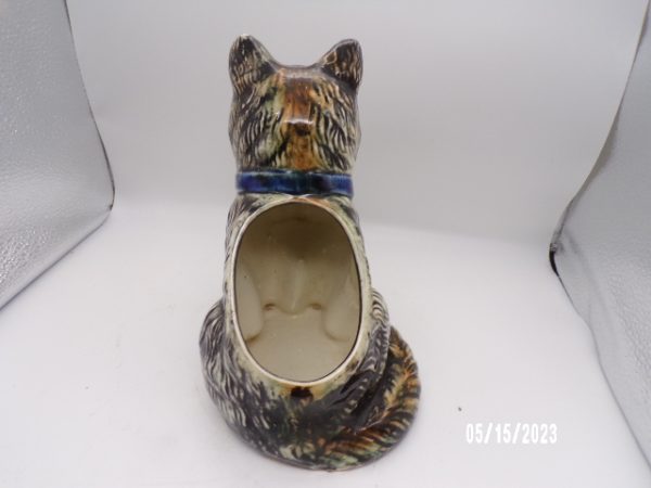 Product Image and Link for Vintage TABBY Black & Gray Ceramic CAT KITTY Planter Made in Japan 7″
