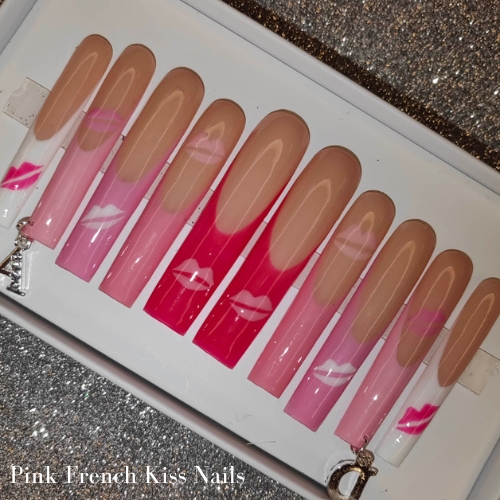 Product Image and Link for Pink French Kiss Press On Nails