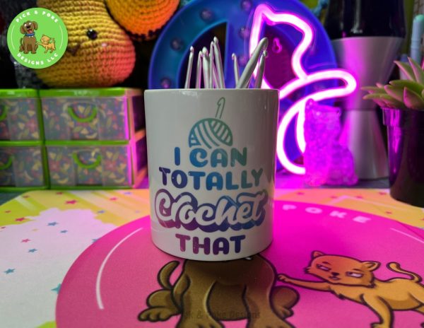 Product Image and Link for I Can Totally Crochet That Ceramic Crochet Hook and Pencil Holder