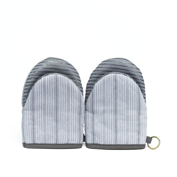 Product Image and Link for Nautica Mini Oven Mitts – Pair Grey Striped Cotton (Set of 2)