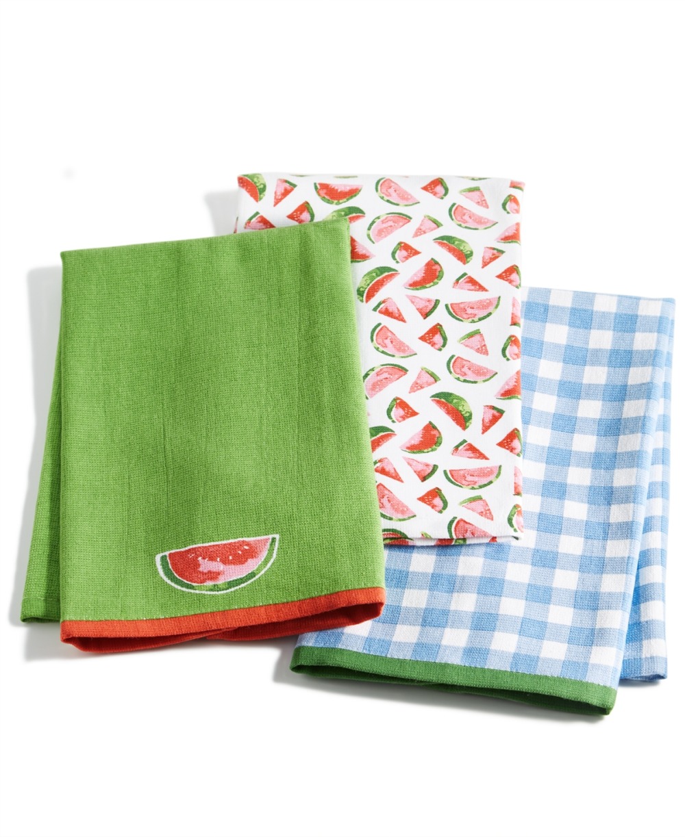 3-Pc Kitchen Towels- Martha Stewart Collection- Watermelon-Prints