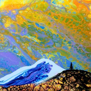 Product Image and Link for Mountain Scene fluid art painting