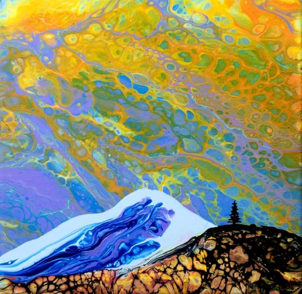 Product Image and Link for Mountain Scene fluid art painting