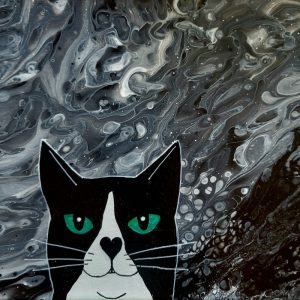 Product Image and Link for Black & White Wicked Kitty Painting