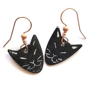 Product Image and Link for Black Wicked Kitty Earrings