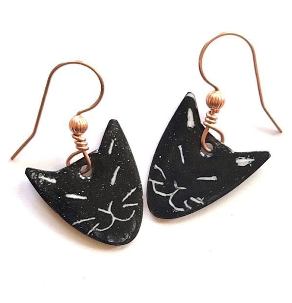 Product Image and Link for Black Wicked Kitty Earrings