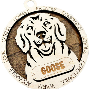 Product Image and Link for Handmade Wood Dog Ornament