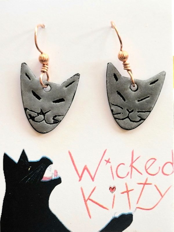 Product Image and Link for Gray Kitty Earrings